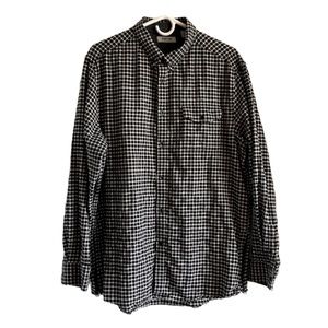 Kenneth Cole Reaction Shirt Black White X-Large Gingham Button Up Collar Casual